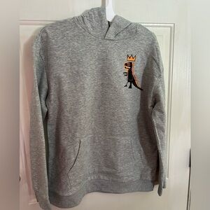 Youth Gray Hoodie with Dinosaur Graphic